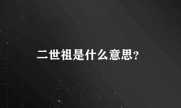 二世祖是什么意思？