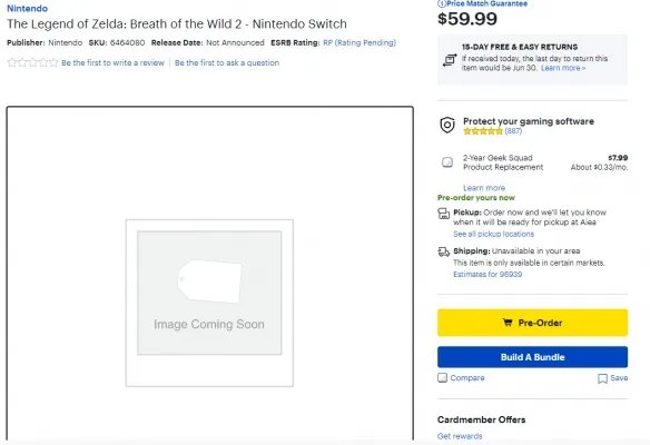 《塞尔达传说荒野之息2》多少钱？预购价格分享