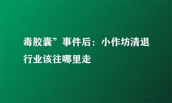 毒胶囊”事件后：小作坊清退行业该往哪里走