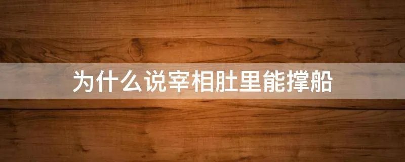 为什么说宰相肚里能撑船