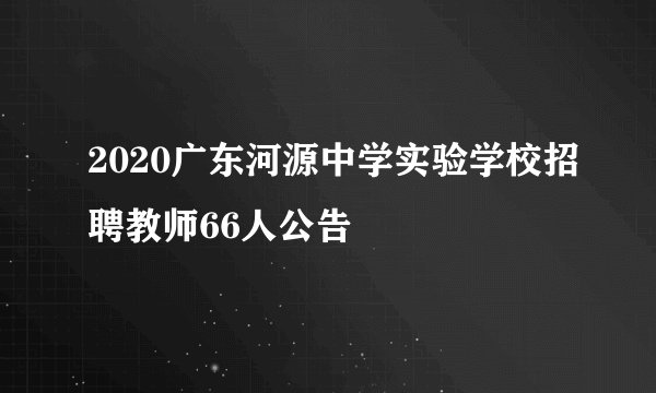 2020广东河源中学实验学校招聘教师66人公告