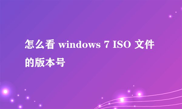 怎么看 windows 7 ISO 文件 的版本号