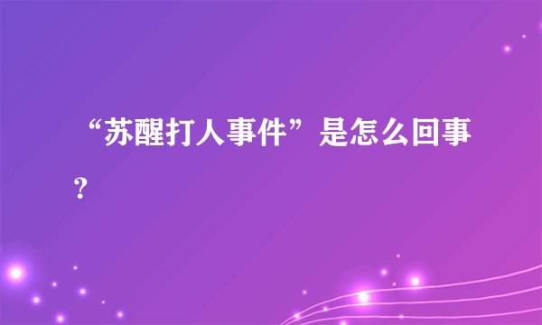 “苏醒打人事件”是怎么回事？