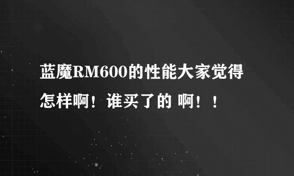 蓝魔RM600的性能大家觉得怎样啊！谁买了的 啊！！