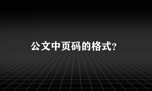 公文中页码的格式？