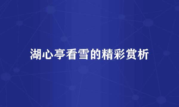 湖心亭看雪的精彩赏析