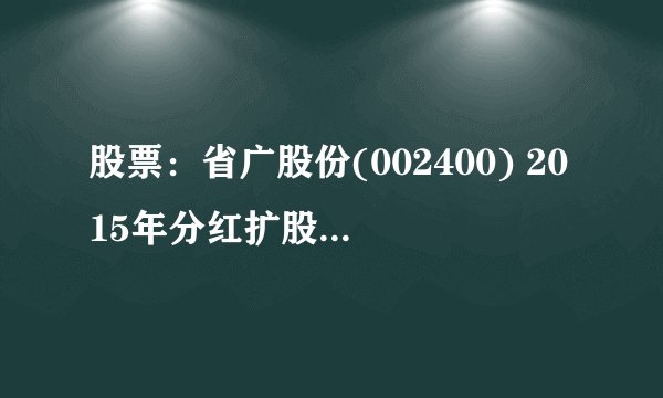 股票：省广股份(002400) 2015年分红扩股 股权确认登记时间是什么时候？