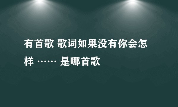 有首歌 歌词如果没有你会怎样 …… 是哪首歌