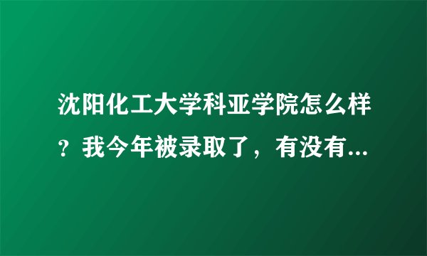 沈阳化工大学科亚学院怎么样？我今年被录取了，有没有学姐么？