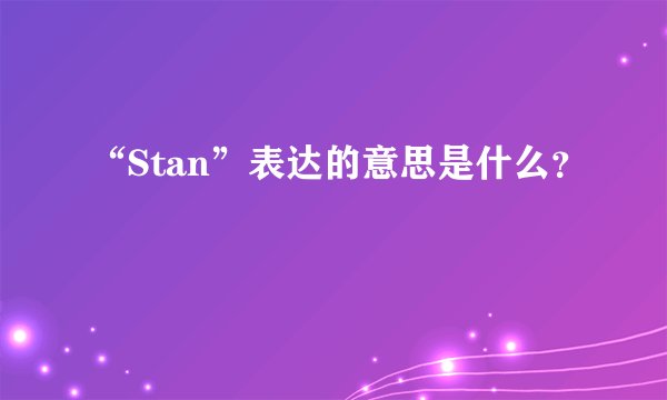 “Stan”表达的意思是什么？