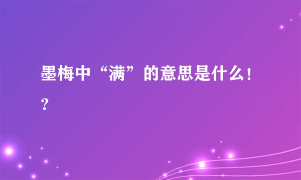 墨梅中“满”的意思是什么！？