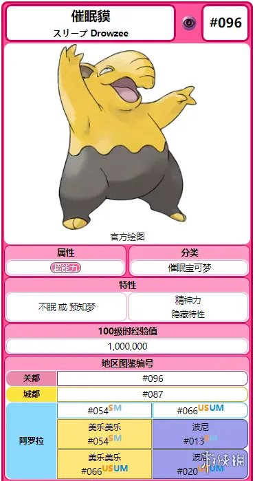 《精灵宝可梦 Let's Go》催眠貘属性介绍 催眠貘全招式一览