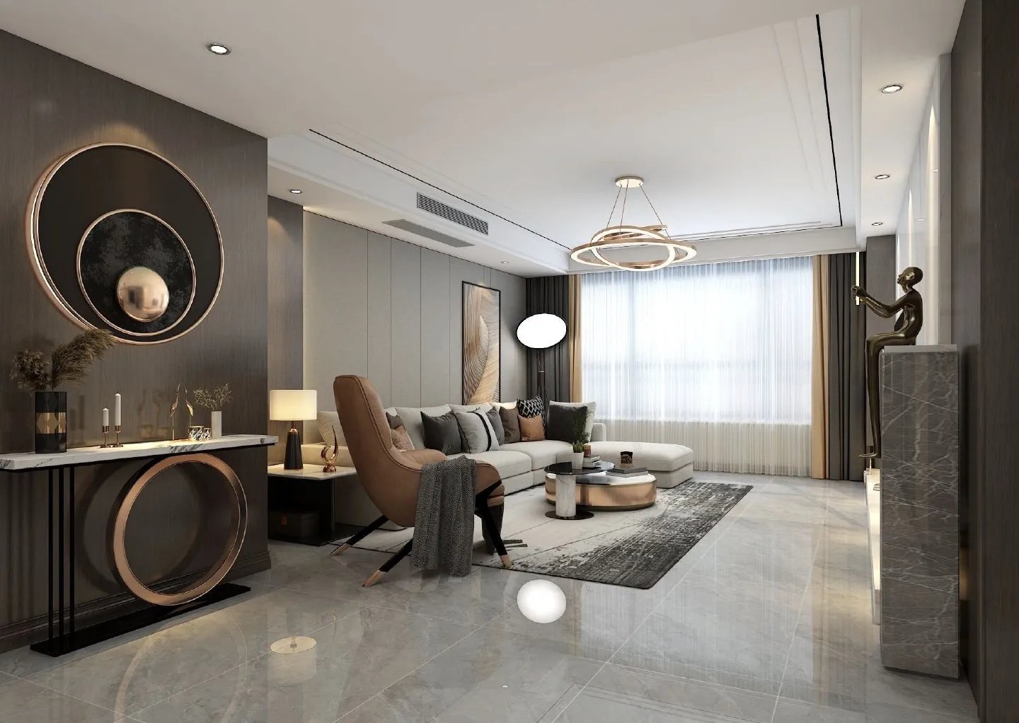 大连保利西山林语166平米现代简约风格装修案例分享