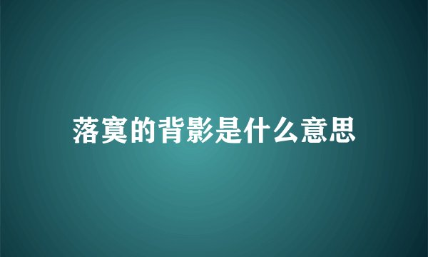落寞的背影是什么意思