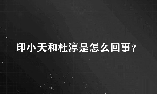 印小天和杜淳是怎么回事？