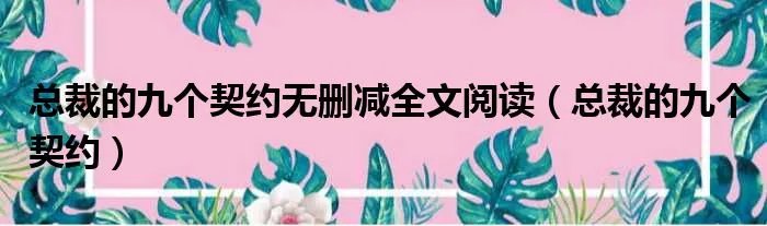 总裁的九个契约无删减全文阅读（总裁的九个契约）