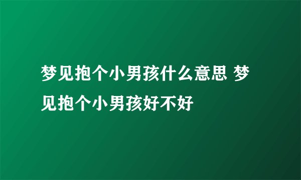 梦见抱个小男孩什么意思 梦见抱个小男孩好不好
