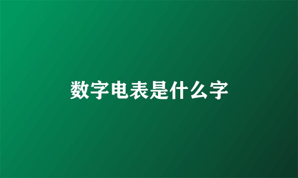 数字电表是什么字