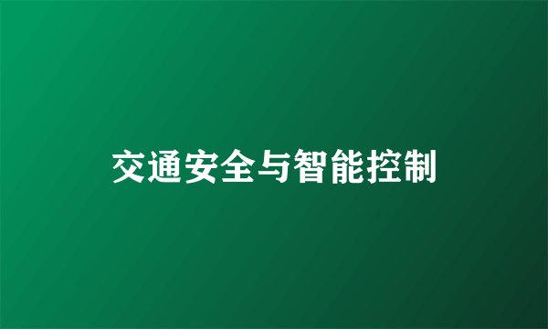 交通安全与智能控制