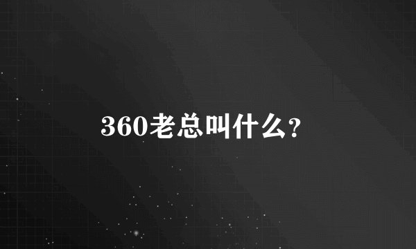 360老总叫什么？