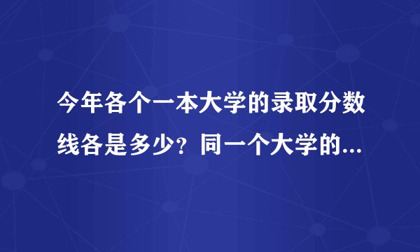 今年各个一本大学的录取分数线各是多少？同一个大学的不同专业的录取分数线一样吗？