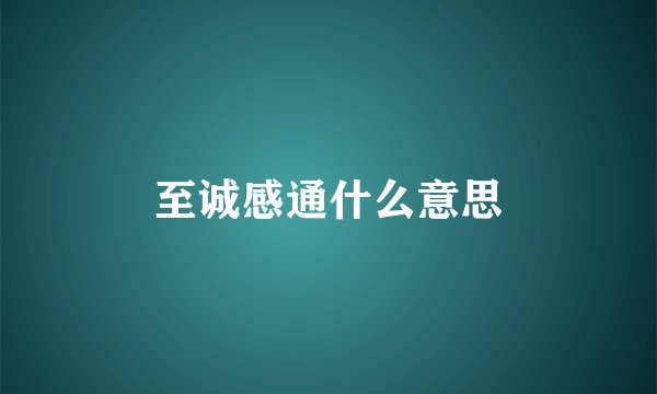 至诚感通什么意思