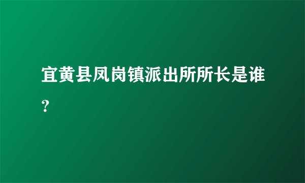 宜黄县凤岗镇派出所所长是谁？