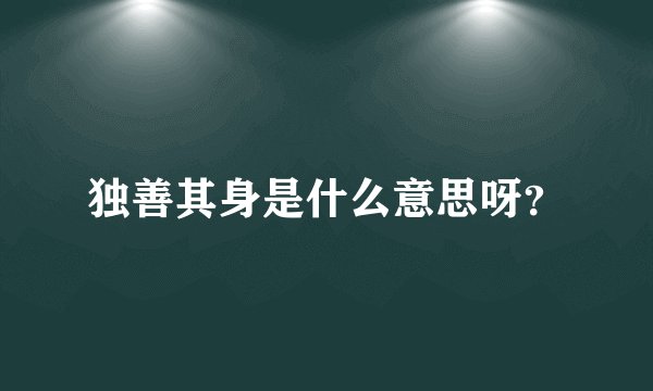 独善其身是什么意思呀？