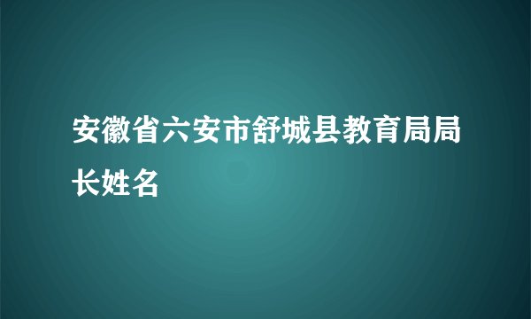 安徽省六安市舒城县教育局局长姓名