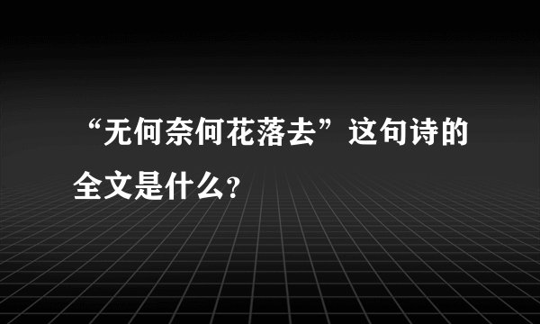 “无何奈何花落去”这句诗的全文是什么？