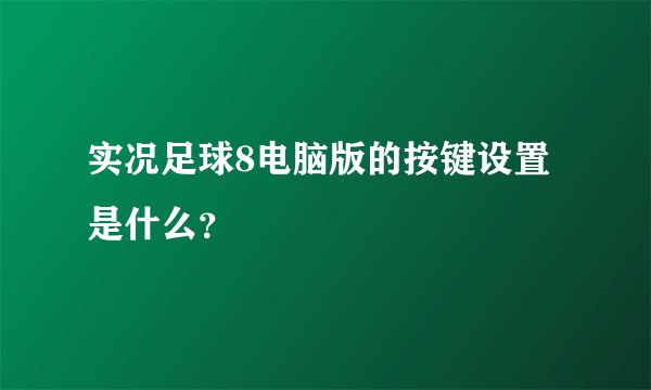 实况足球8电脑版的按键设置是什么？