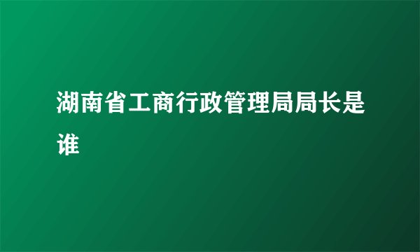湖南省工商行政管理局局长是谁