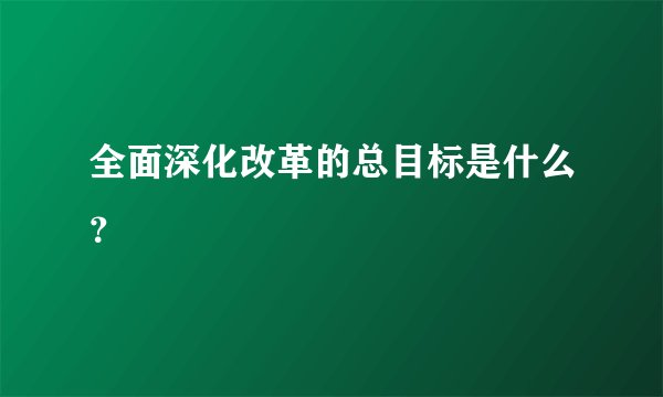 全面深化改革的总目标是什么？