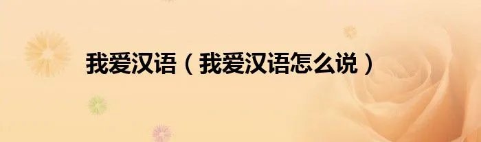我爱汉语（我爱汉语怎么说）