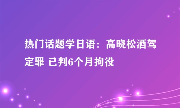 热门话题学日语：高晓松酒驾定罪 已判6个月拘役