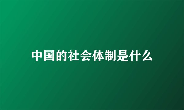 中国的社会体制是什么