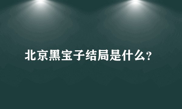 北京黑宝子结局是什么？