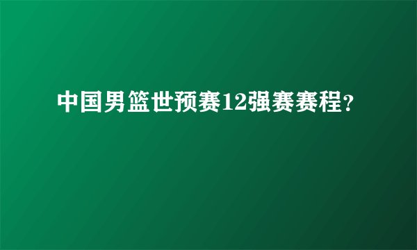 中国男篮世预赛12强赛赛程？