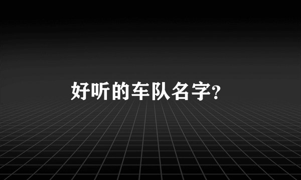 好听的车队名字？