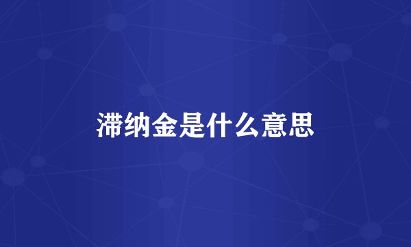 滞纳金是什么意思