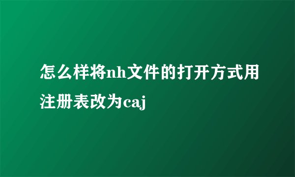 怎么样将nh文件的打开方式用注册表改为caj