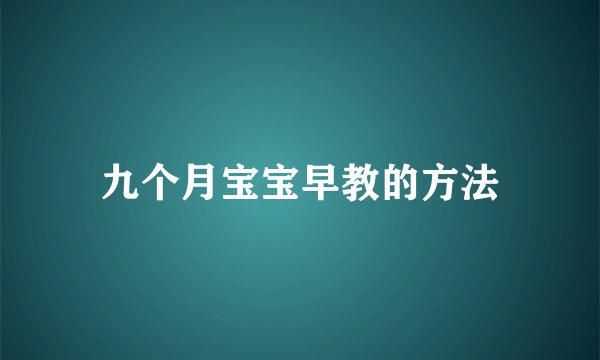 九个月宝宝早教的方法