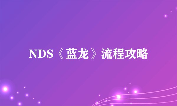 NDS《蓝龙》流程攻略