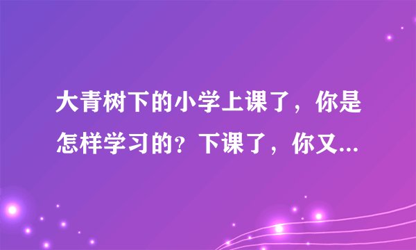大青树下的小学上课了，你是怎样学习的？下课了，你又是怎样做游戏的？仿照课文第二三自然段写一写？？？