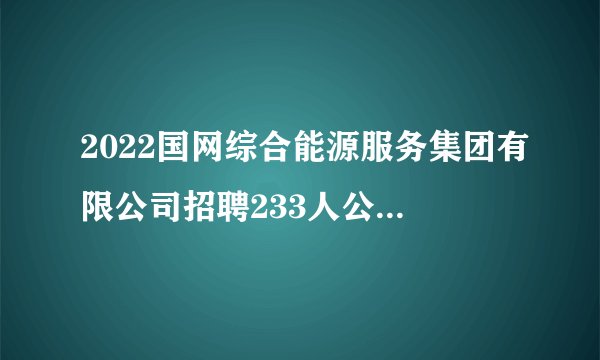 2022国网综合能源服务集团有限公司招聘233人公告（第二批）