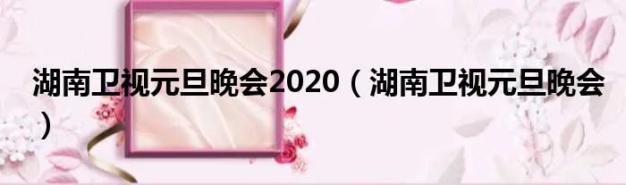 湖南卫视元旦晚会2020（湖南卫视元旦晚会）