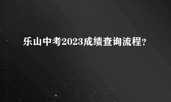 乐山中考2023成绩查询流程？