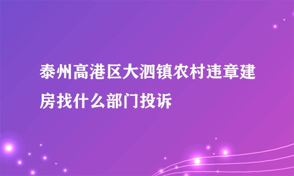 泰州高港区大泗镇农村违章建房找什么部门投诉