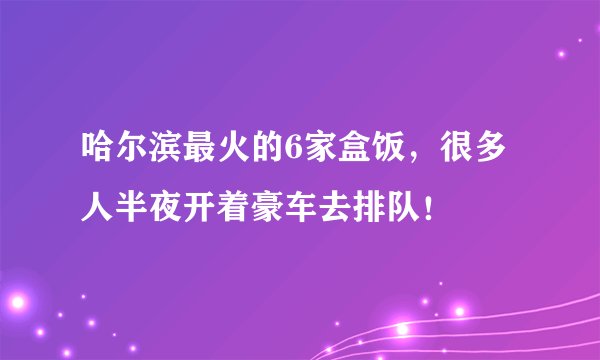 哈尔滨最火的6家盒饭，很多人半夜开着豪车去排队！
