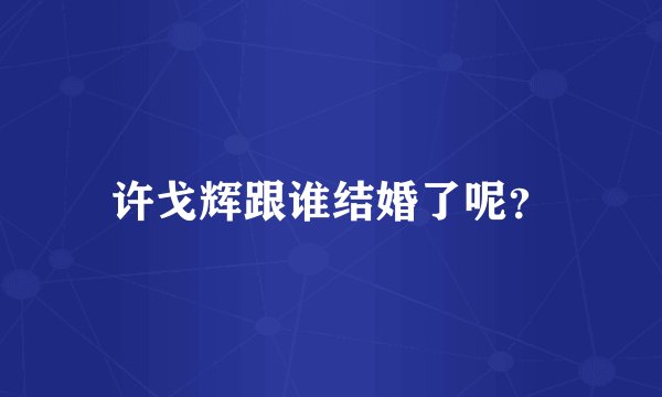 许戈辉跟谁结婚了呢？